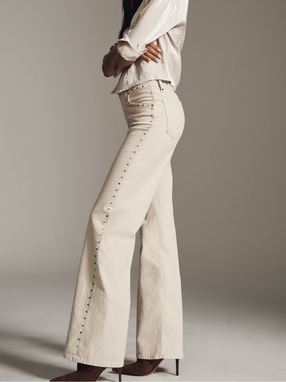 NWT - RE/DONE High-Rise Vintage Studded
Wide-Leg Corduroy Jeans